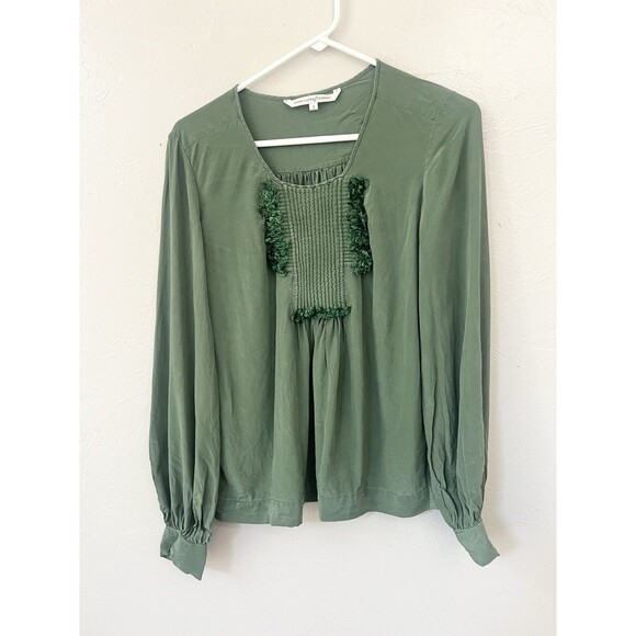 DVF Silk Long Sleeve Ballon Sleeves Pullon Blouse Boxy Size 4 Small Top Shirt - Picture 1 of 9